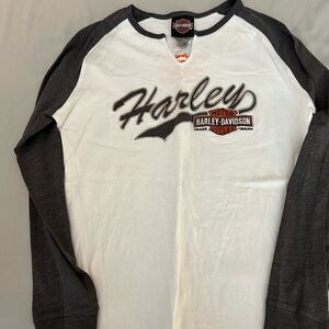 Women’s Harley baseball type shirt